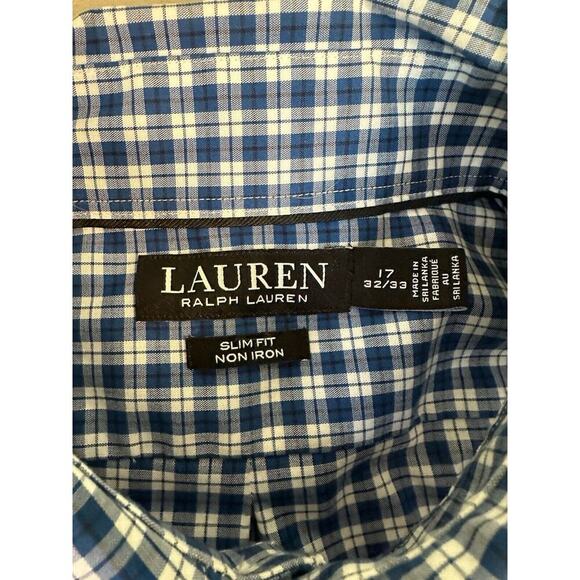 Lauren Ralph Lauren Black Label Button Up Shirt Mens 17 32/33 Slim Fit Non Iron - Picture 5 of 8